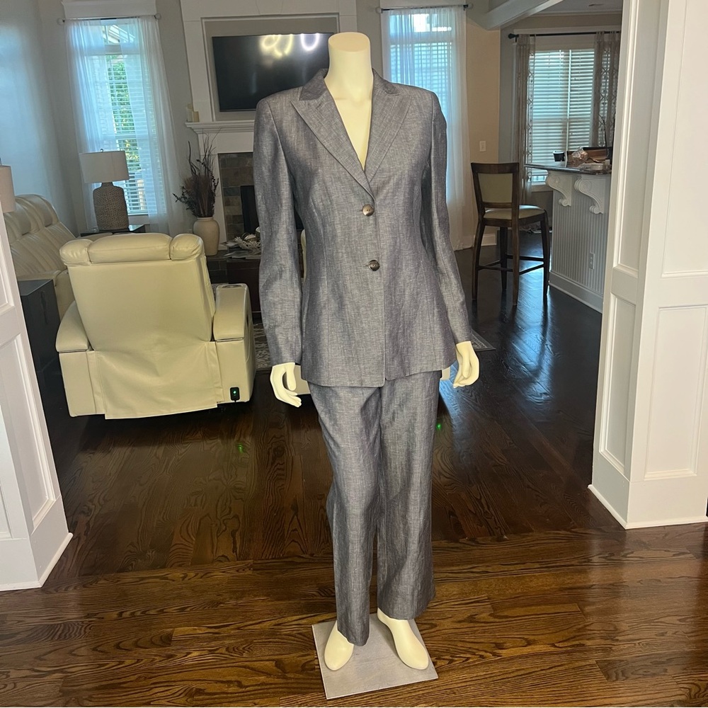 AKRIS, Gray Women's  Cashmere, Linen, Silk Blend Pants SZ.12